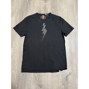 Pretty Green Lightning Rhinestones T Shirt Black Small EUC